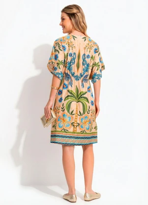 Quintess - Vestido Tropical Bordado em Malha Fria - QUINTESS