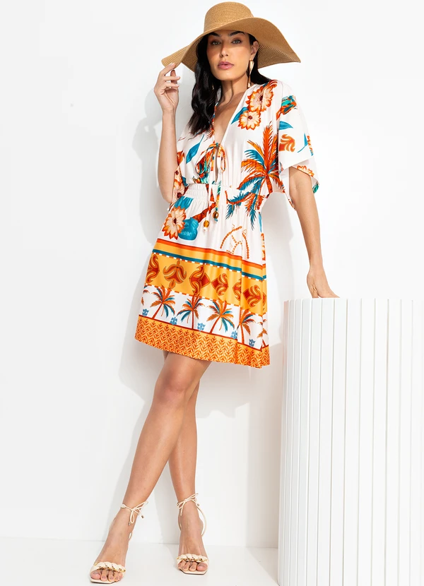 Quintess - Vestido Tropical Color em Malha Fria