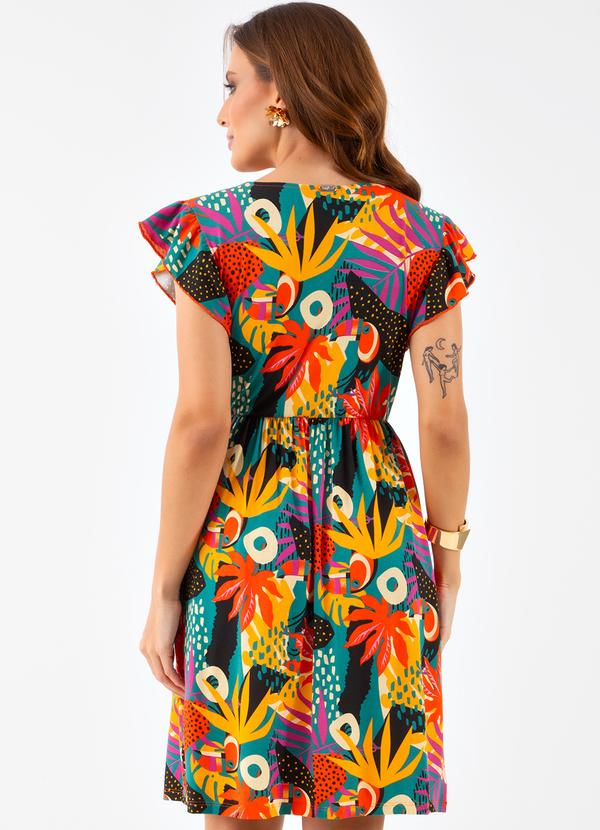 Quintess - Vestido Tropical Colorido em Malha de Viscose 2