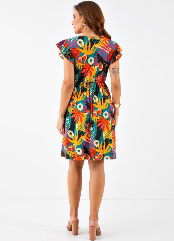 Quintess - Vestido Tropical Colorido em Malha de Viscose 4