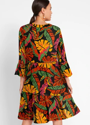 bonprix - Vestido Tropical em Malha Crepe - BONPRIX