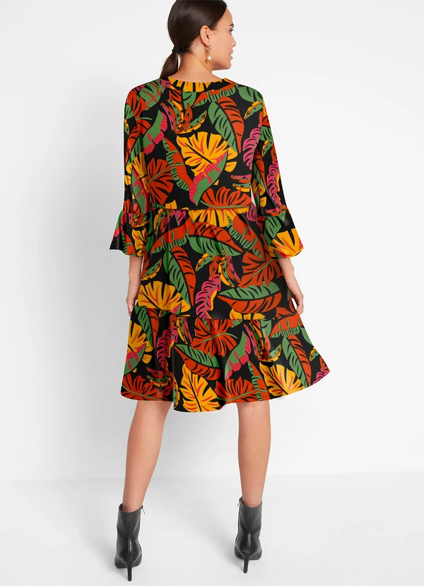 bonprix - Vestido Tropical em Malha Crepe 6