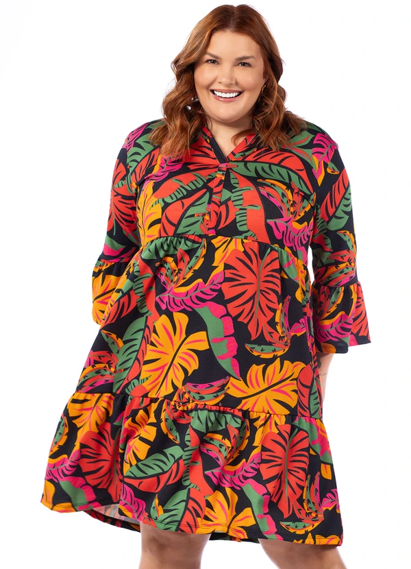 bonprix - Vestido Tropical em Malha Crepe 2