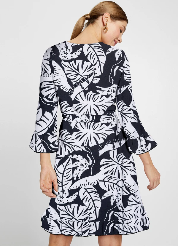 bonprix - Vestido Tropical Preto em Malha Crepe 2