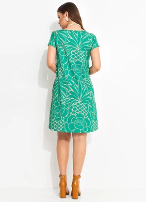 Quintess - Vestido Tropical Verde em Malha Fria - QUINTESS