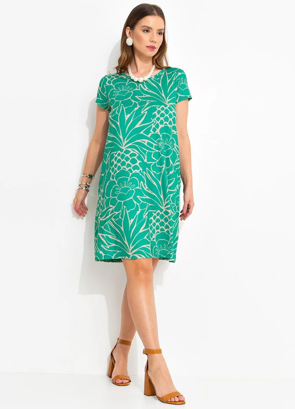 Quintess - Vestido Tropical Verde em Malha Fria 3