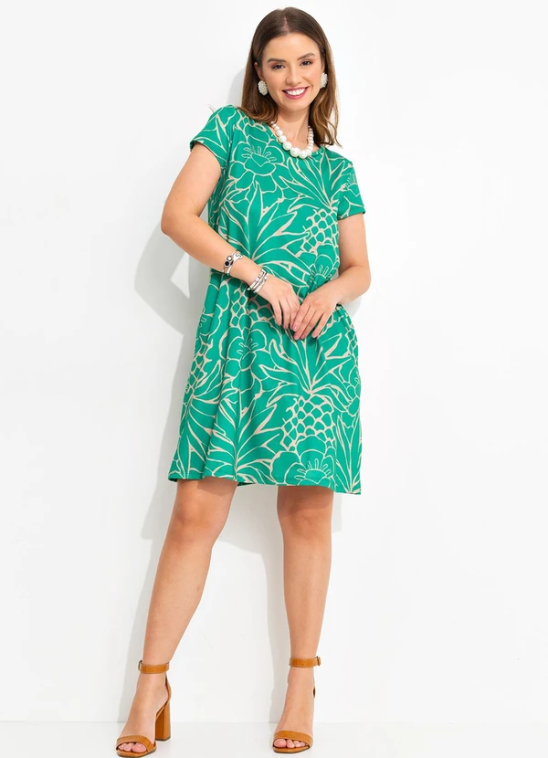 Quintess - Vestido Tropical Verde em Malha Fria 4