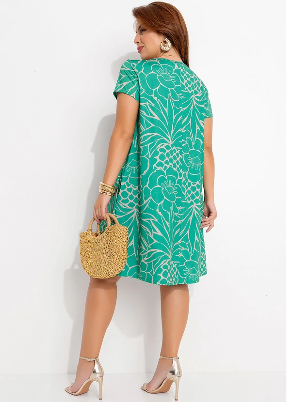 Quintess - Vestido Tropical Verde em Malha Fria 8