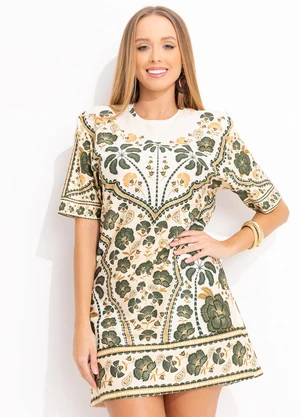 Farm - Vestido T-Shirt Básico Riad Verde - FARM