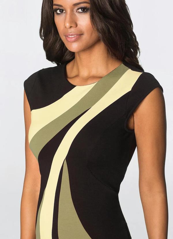 bonprix - Vestido Tubinho com Estampa Assimétrica Bege 3