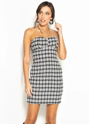 Colcci - Vestido Tubinho Curto de Tweed Branco - COLCCI