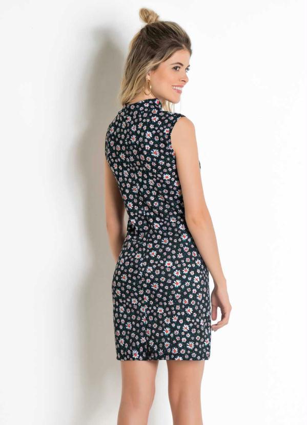 Outlet - Vestido Tubinho Gola Alta Floral Dark 2