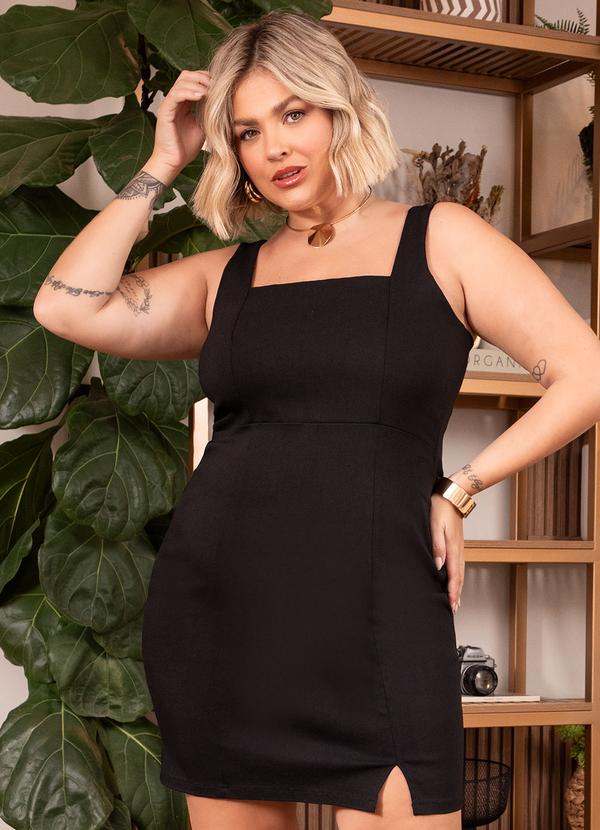 Quintess - Vestido Tubinho Preto com Fenda 5
