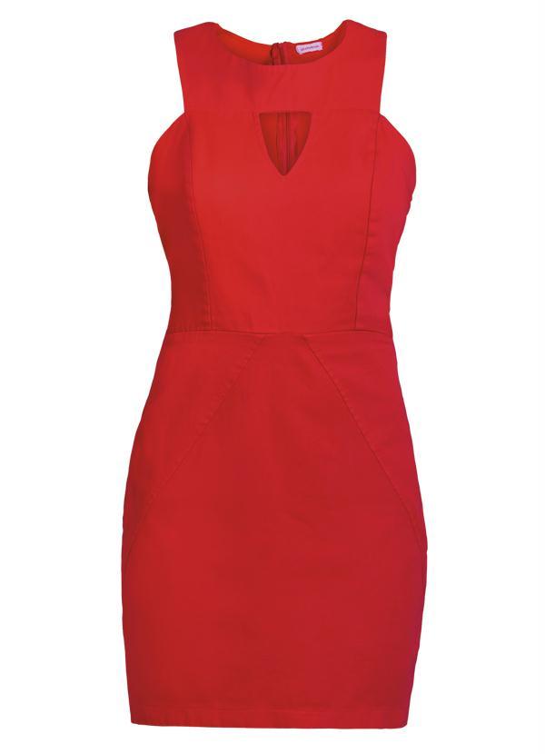 Quintess - Vestido Tubinho Vermelho Quintess com Vazado 5