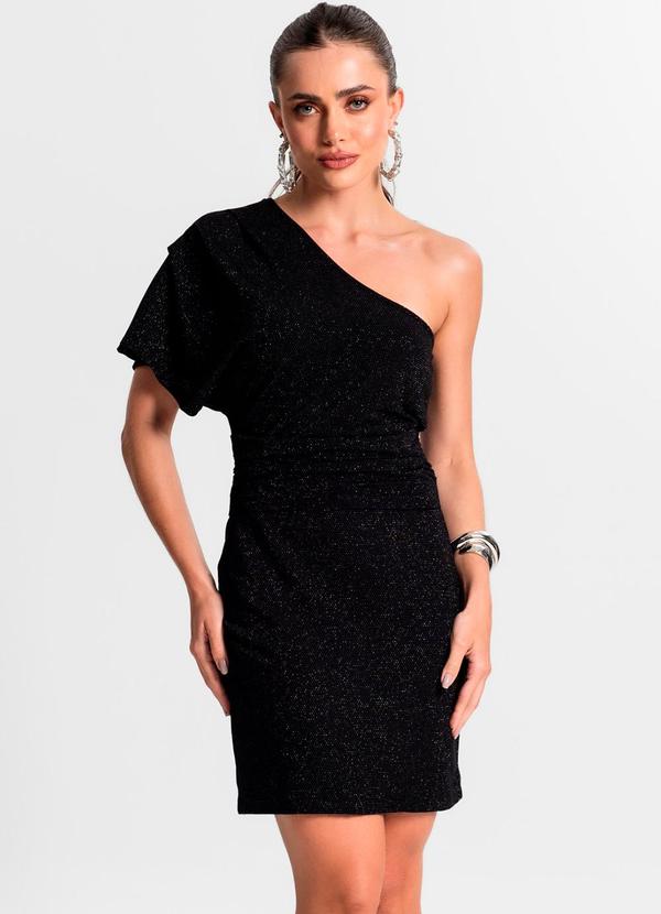 Um Ombro Só Vestido Curto Franja Vestido Preto Franja Ombro Nico