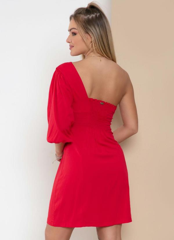 Quintess - Vestido um Ombro Só Vermelho com Manga Bufante 6