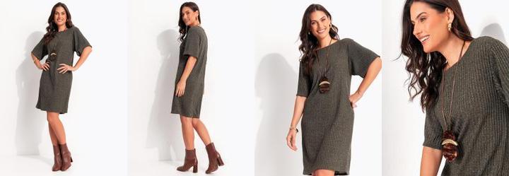 Vestido Verde Canelado com Lurex