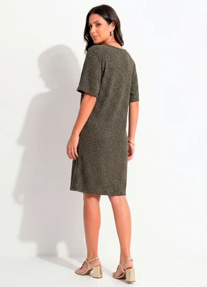 Quintess - Vestido Verde Canelado com Lurex - QUINTESS