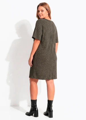 Quintess - Vestido Verde Canelado com Lurex - QUINTESS