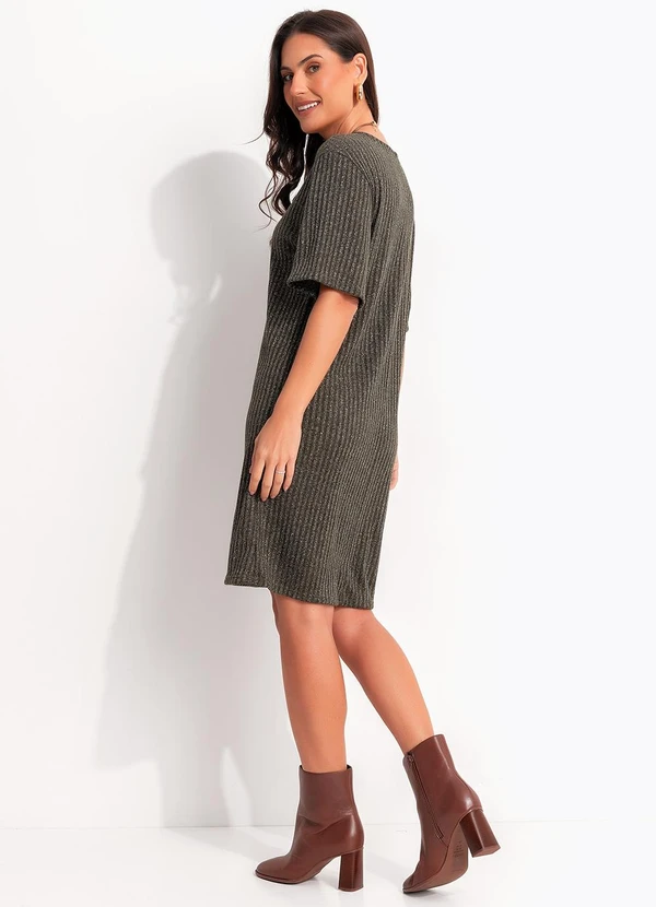 Quintess - Vestido Verde Canelado com Lurex 2