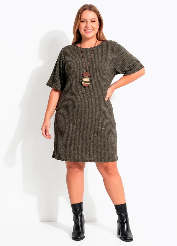 Quintess - Vestido Verde Canelado com Lurex 8