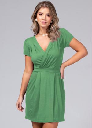 Vestido (Verde Claro) com Decote Transpassado