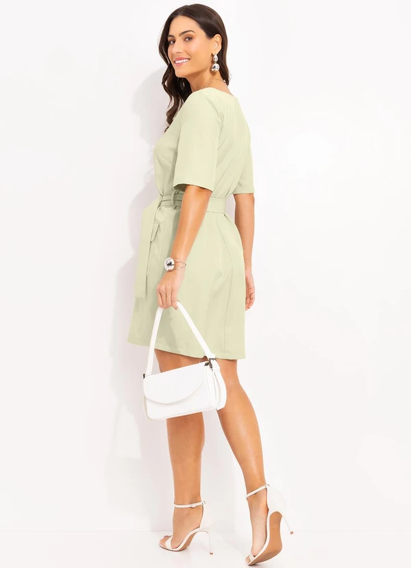 Quintess - Vestido Verde Claro em Alfaiataria 4