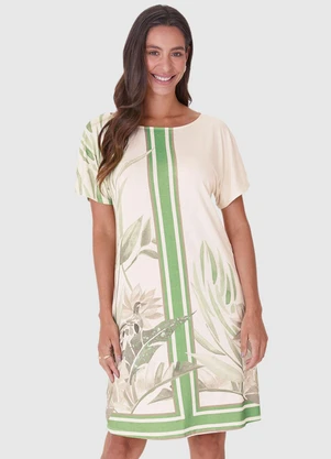 Malwee - Vestido Verde Claro Tropical Amplo - MALWEE