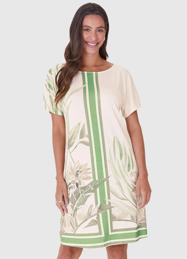 Malwee - Vestido Verde Claro Tropical Amplo