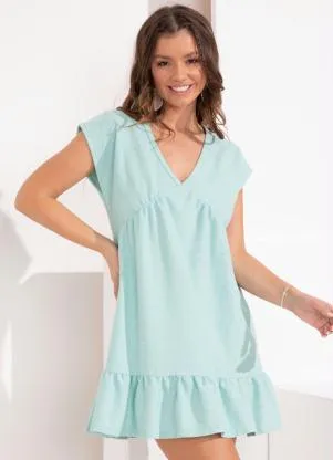 Queima Estoque - Vestido Verde com Babado na Barra - QUEIMA ESTOQUE