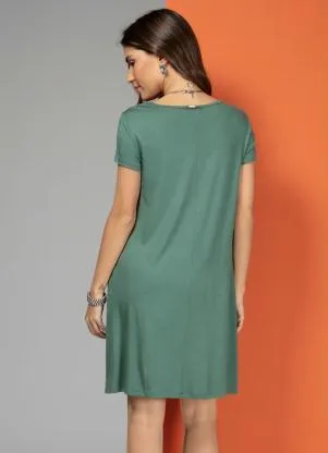 Quintess - Vestido Verde com Bolsos e Mangas Curtas - QUINTESS