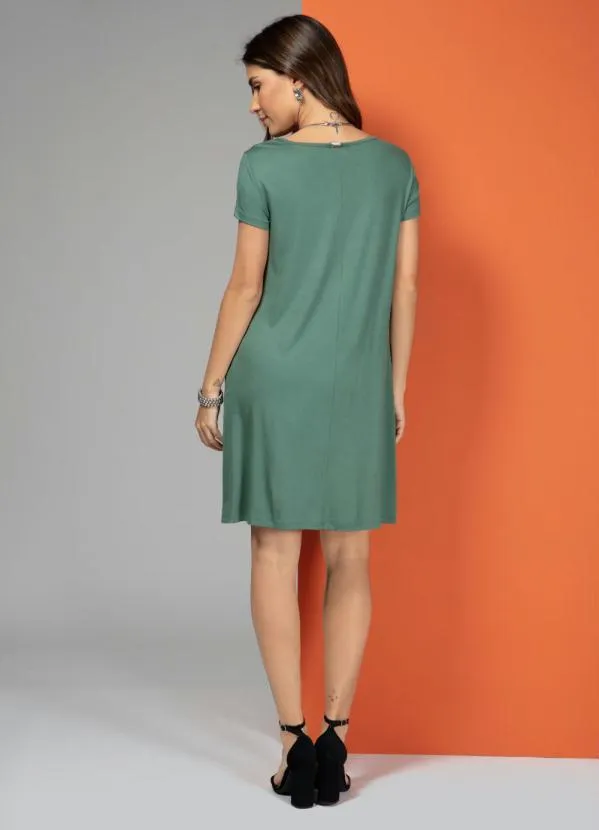 Quintess - Vestido Verde com Bolsos e Mangas Curtas 4
