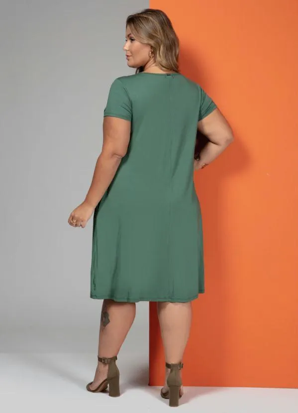 Quintess - Vestido Verde com Bolsos e Mangas Curtas 9