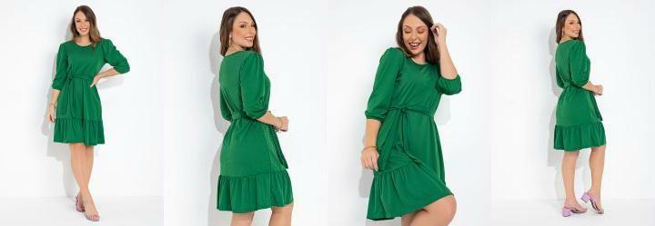 Vestido Verde com Faixa para Amarrao
