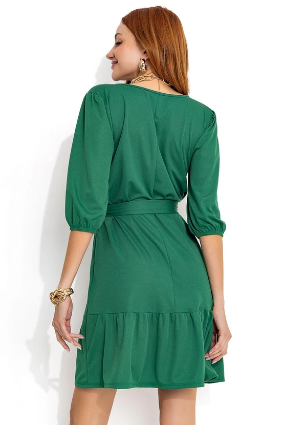 Moda Pop - Vestido Verde com Faixa para Amarração 2