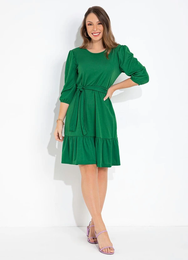 Moda Pop - Vestido Verde com Faixa para Amarração 4