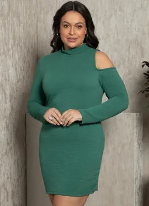 Quintess - Vestido Verde com Ombro Vazado - QUINTESS