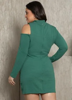 Quintess - Vestido Verde com Ombro Vazado - QUINTESS
