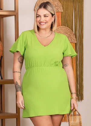 Quintess - Vestido Verde em Crepe Plano Anarruga - QUINTESS