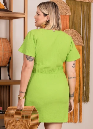 Quintess - Vestido Verde em Crepe Plano Anarruga - QUINTESS