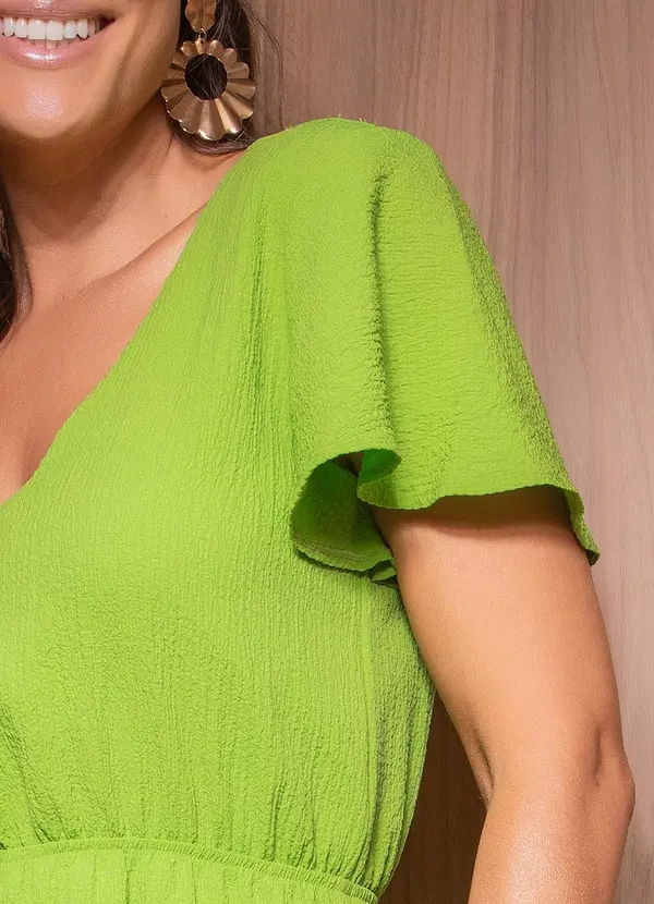 Quintess - Vestido Verde em Crepe Plano Anarruga 6