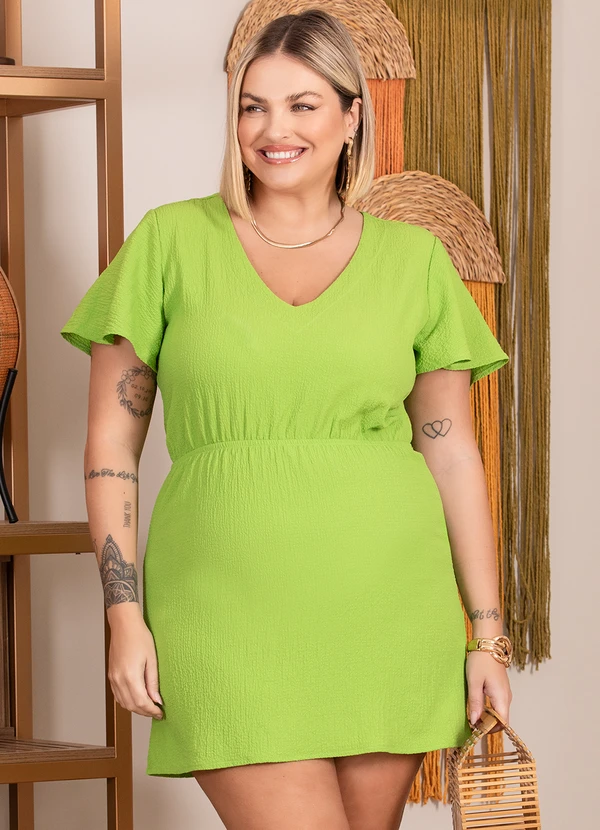 Quintess - Vestido Verde em Crepe Plano Anarruga 7