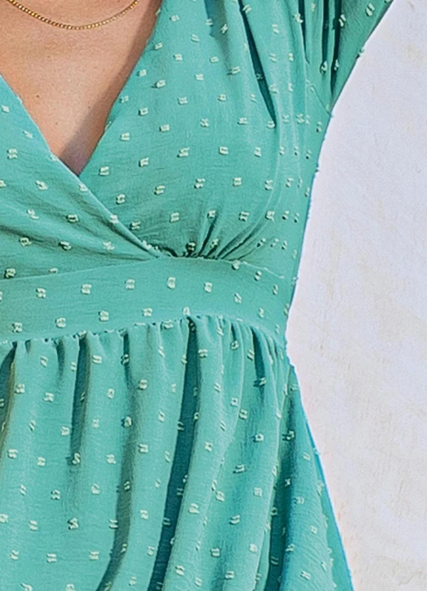 Quintess - Vestido Verde em Crepe Plano Maquinetado 7