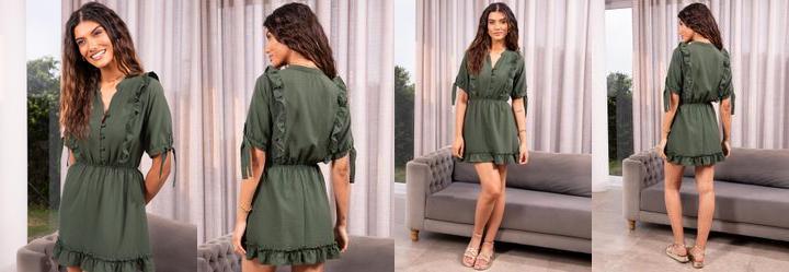 Vestido Verde em Crepe Plano