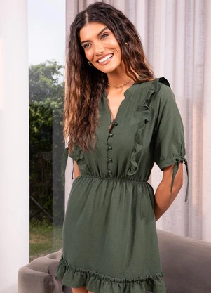 Quintess - Vestido Verde em Crepe Plano - QUINTESS