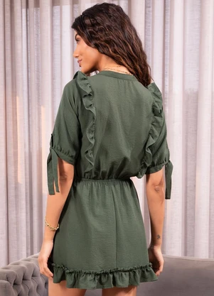 Quintess - Vestido Verde em Crepe Plano - QUINTESS