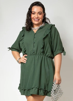 Quintess - Vestido Verde em Crepe Plano - QUINTESS