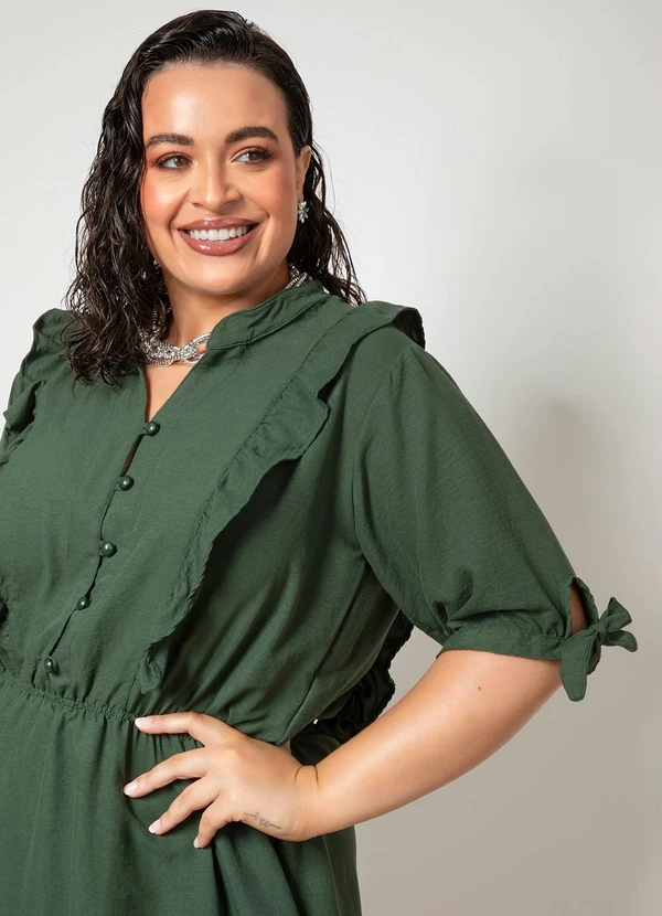 Quintess - Vestido Verde em Crepe Plano 10