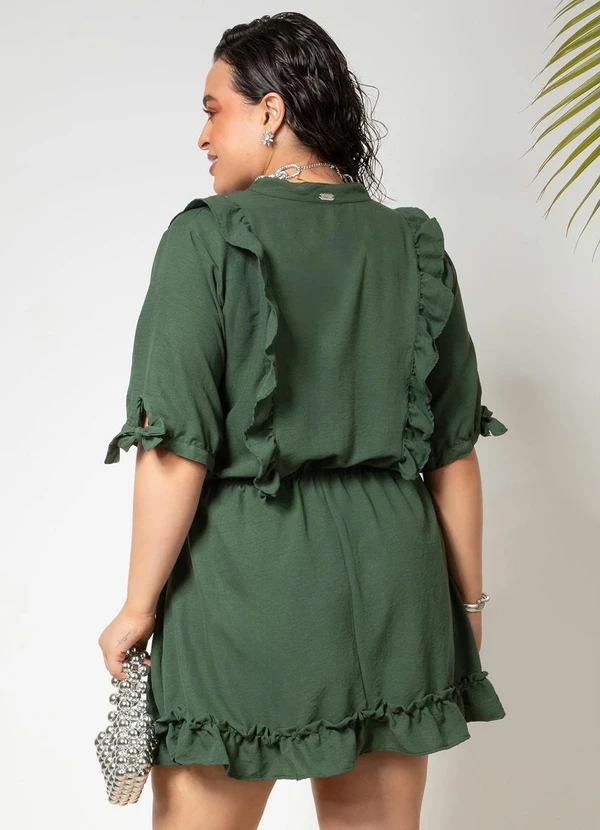 Quintess - Vestido Verde em Crepe Plano 7