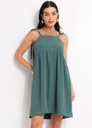 Vestido Verde em Crepe Plano